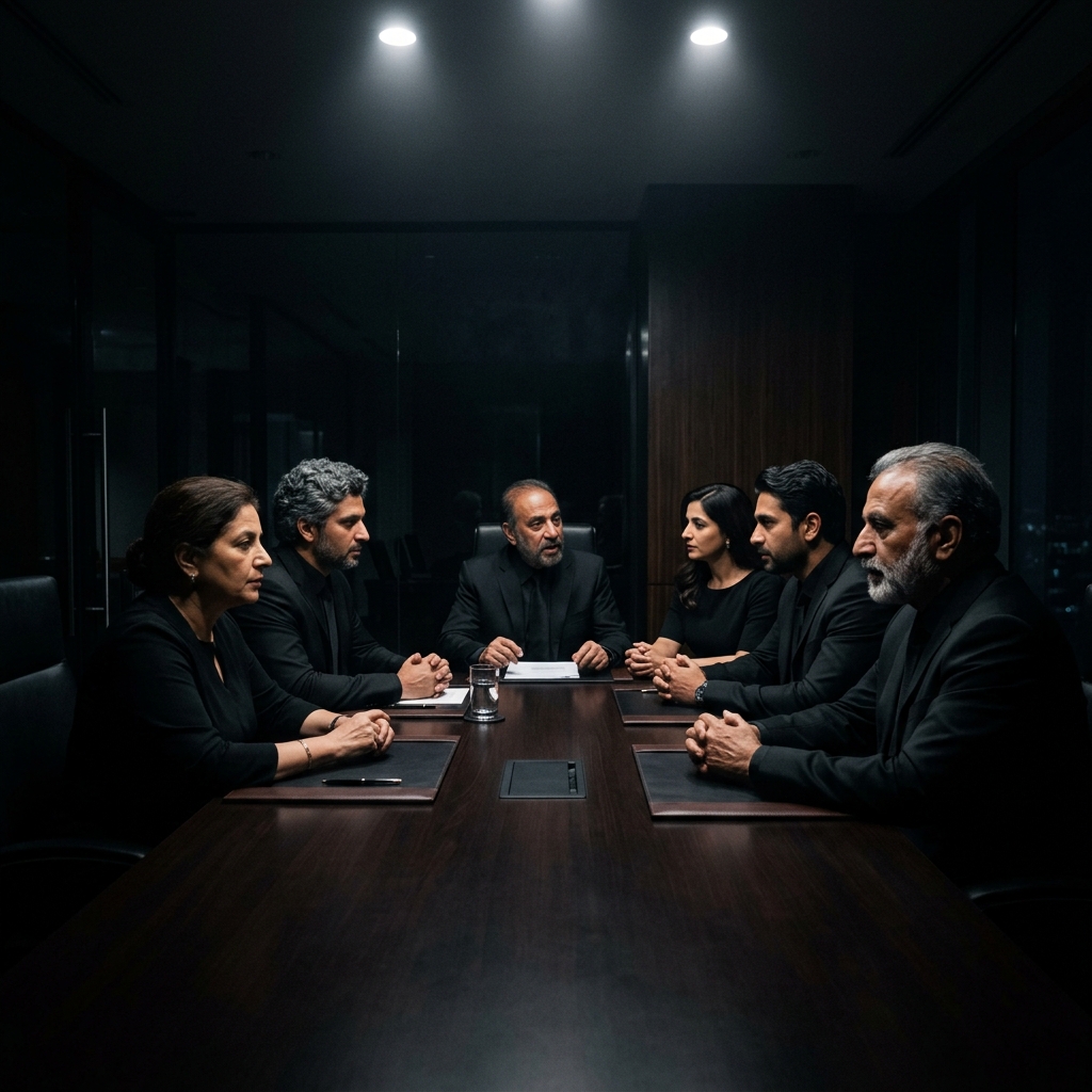 Kashmiri Board Members in Dramatic Lighting